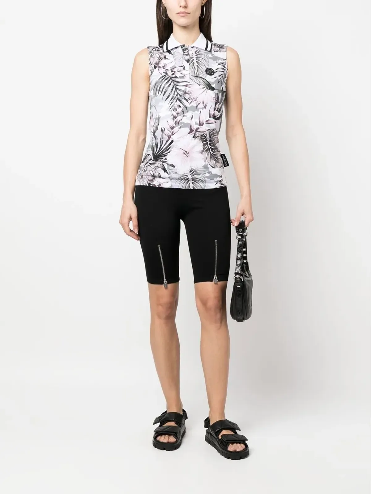 Plein Sport フローラルノースリーブポロシャツ - White - 画像2