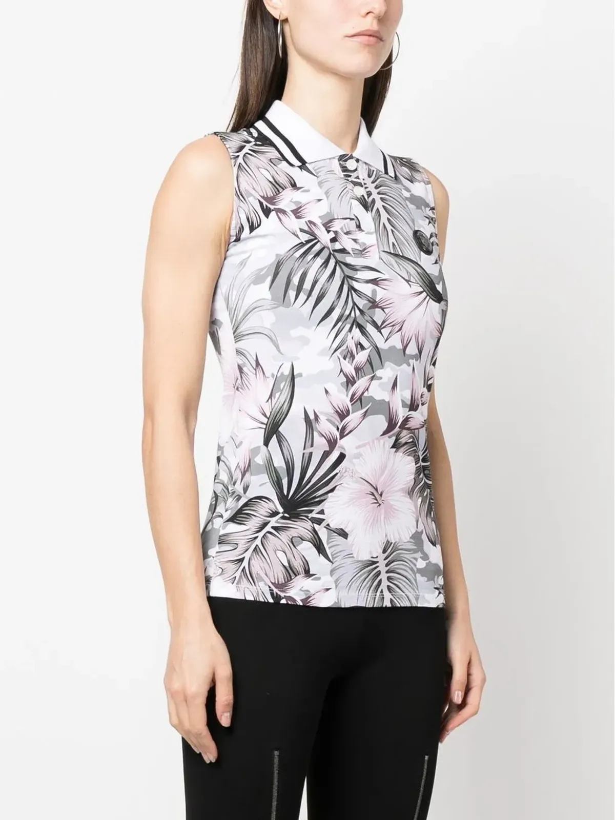 Plein Sport フローラルノースリーブポロシャツ - White - 画像3
