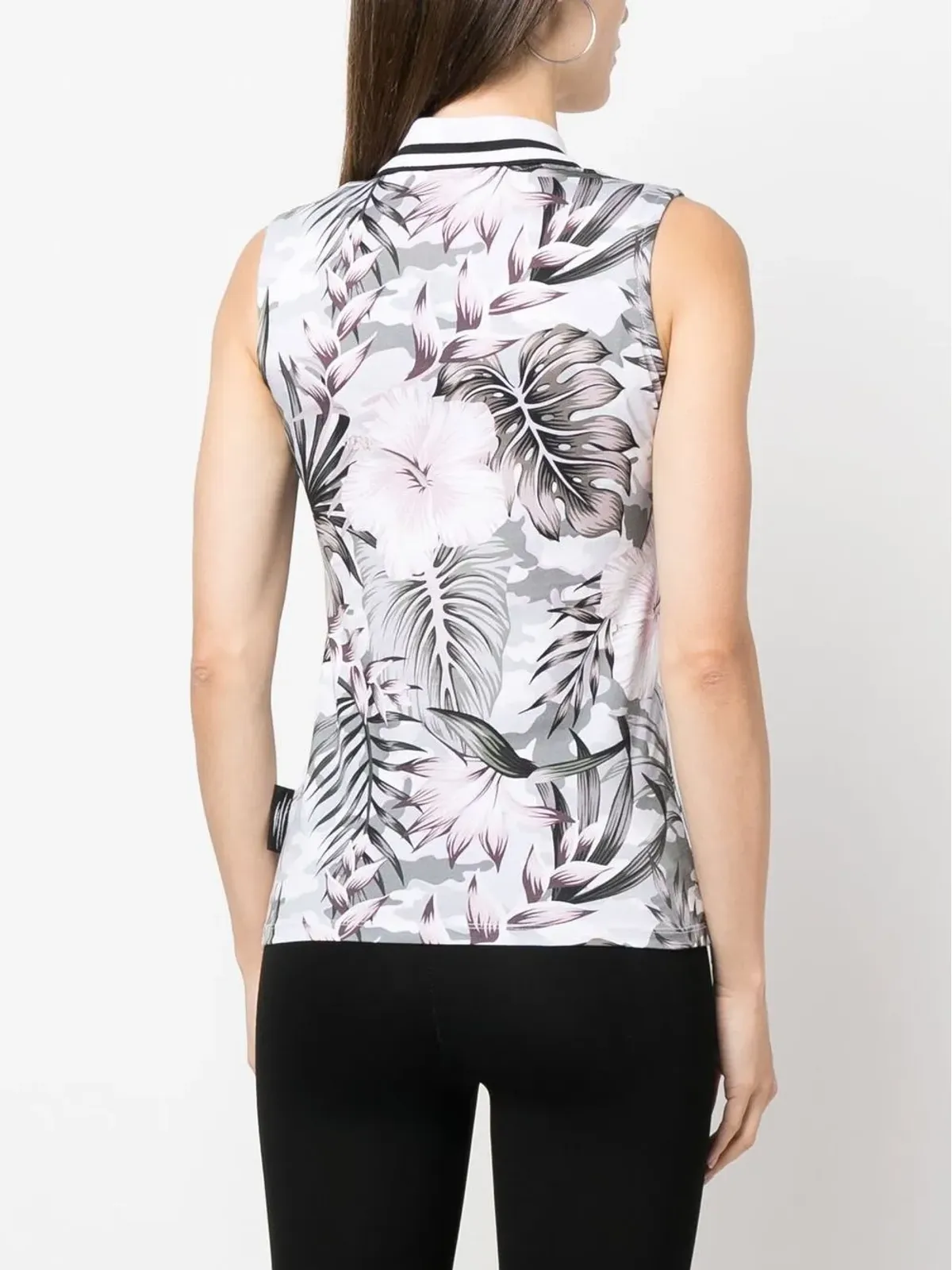 Plein Sport フローラルノースリーブポロシャツ - White - 画像4