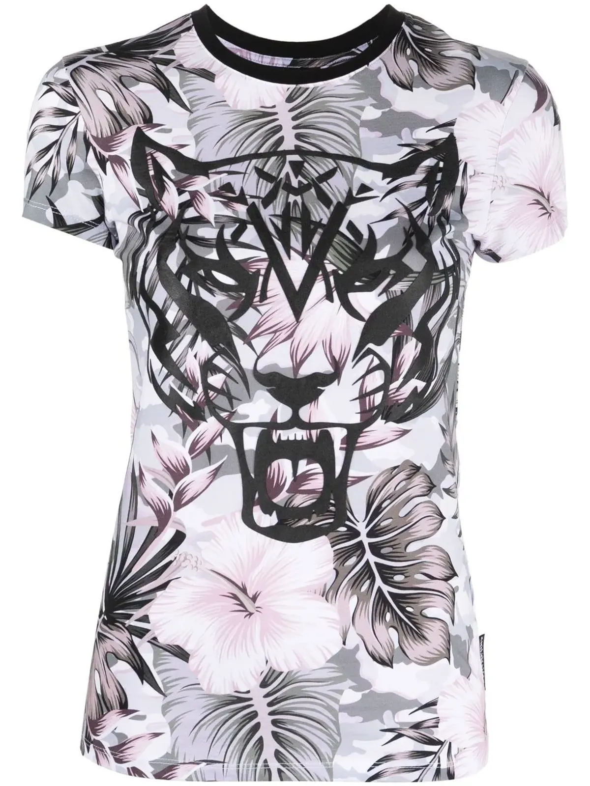 Plein Sport タイガープリント花柄Tシャツ - 画像1