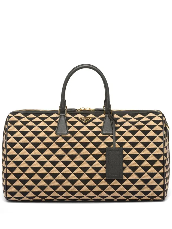 Prada Prada Symbole刺繍ファブリック トラベルバッグ ブラックの商品画像