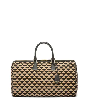 Prada Symbole刺繍ファブリック トラベルバッグ ブラック - サムネイル3