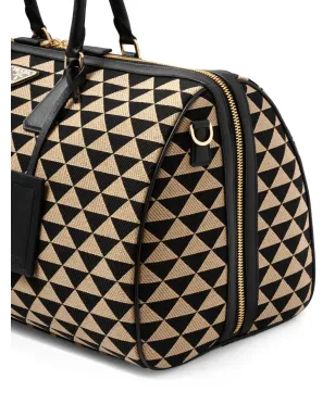 Prada Symbole刺繍ファブリック トラベルバッグ ブラック - サムネイル4