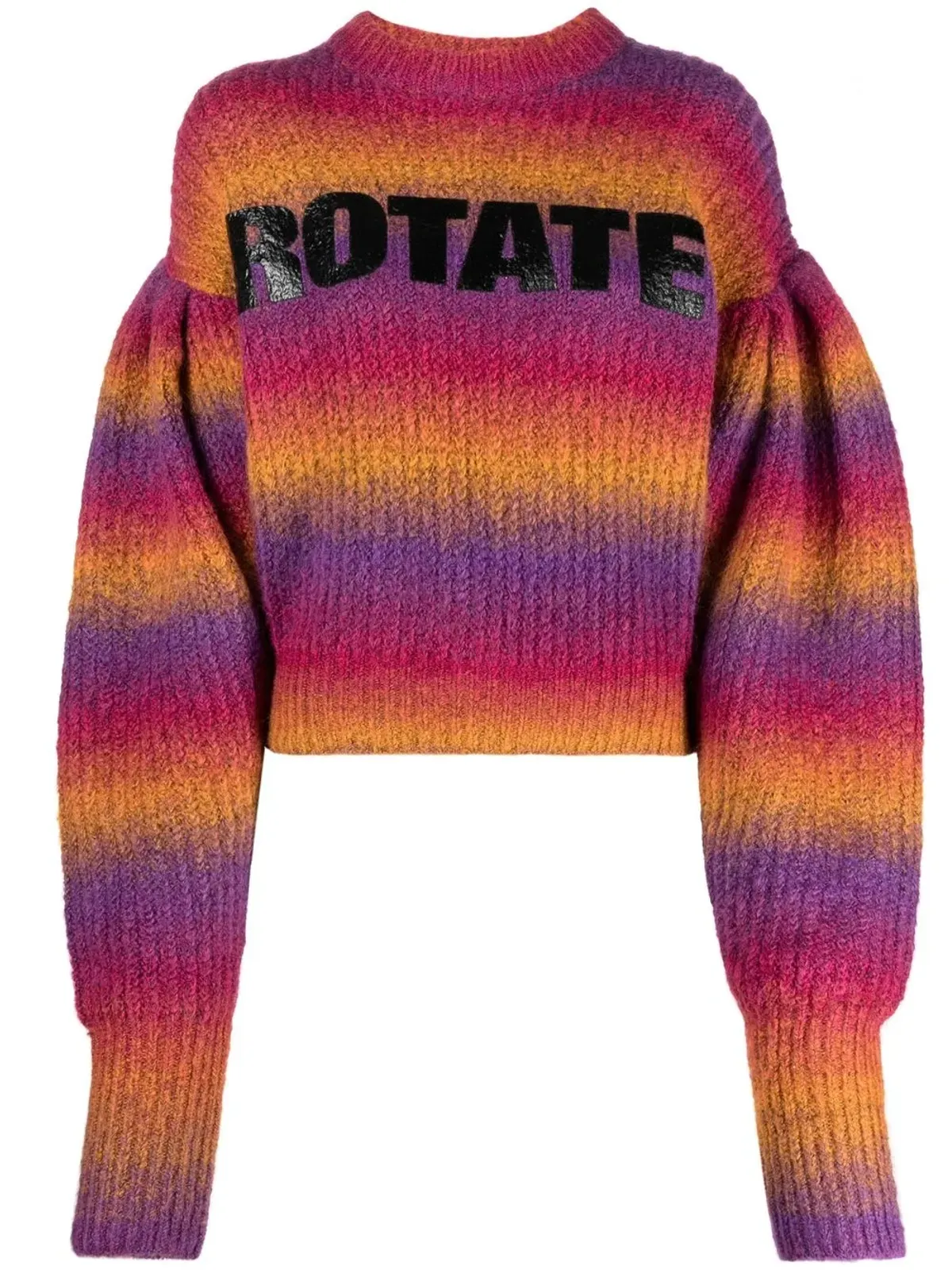 ROTATE BIRGER CHRISTENSEN インターシャロゴ入りストライプ クロップドジャンパー - 画像1