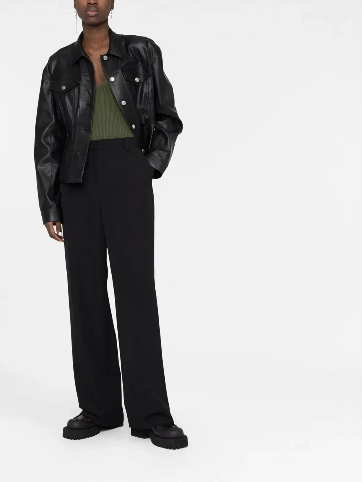 Balmain ミッドライズ・ワイドレッグパンツ - ブラック - 画像2