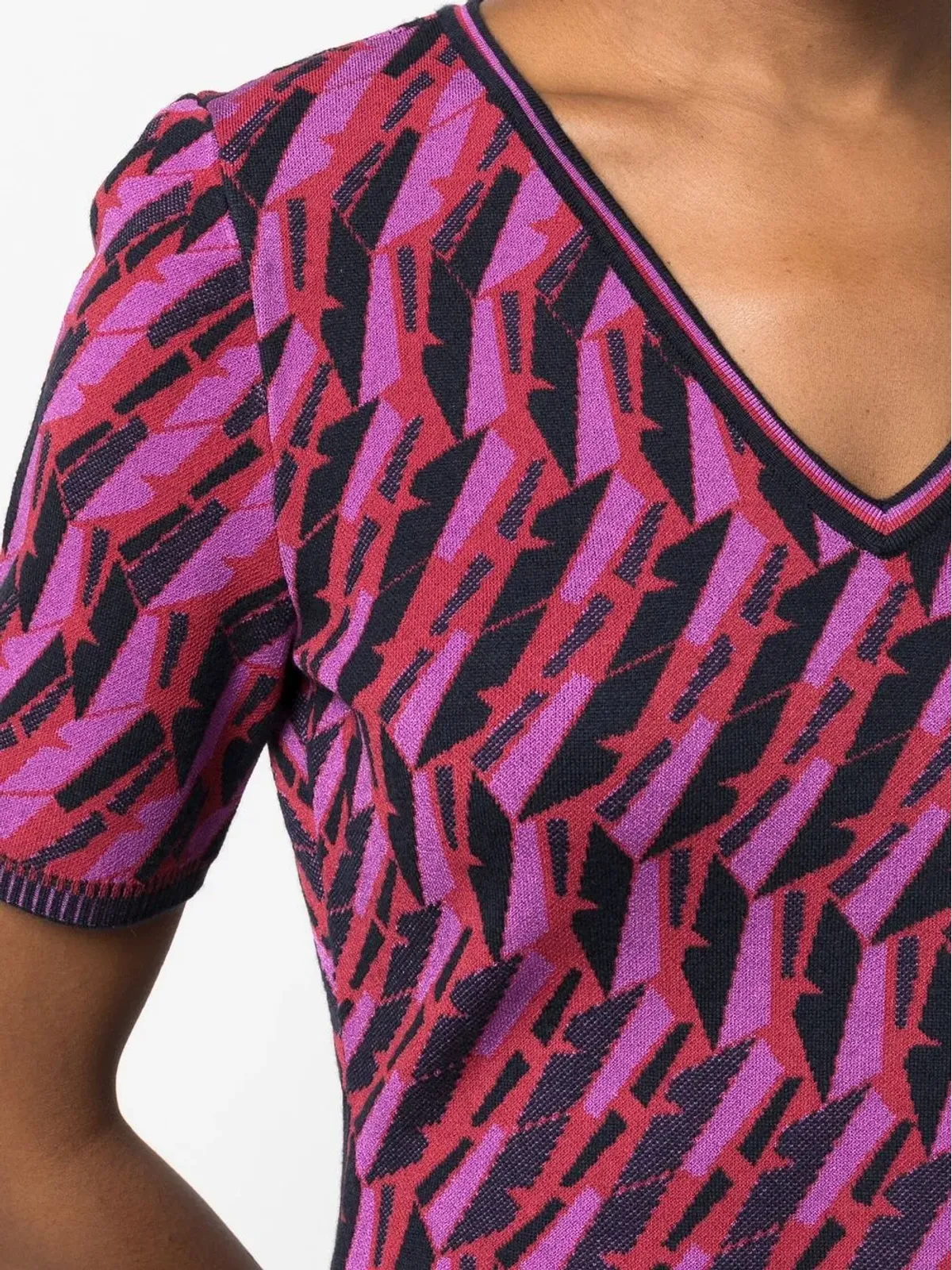 DVF Diane von Furstenberg ジグザグ柄インターシャニットドレス - 画像5