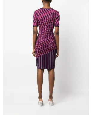 DVF Diane von Furstenberg ジグザグ柄インターシャニットドレス - サムネイル4