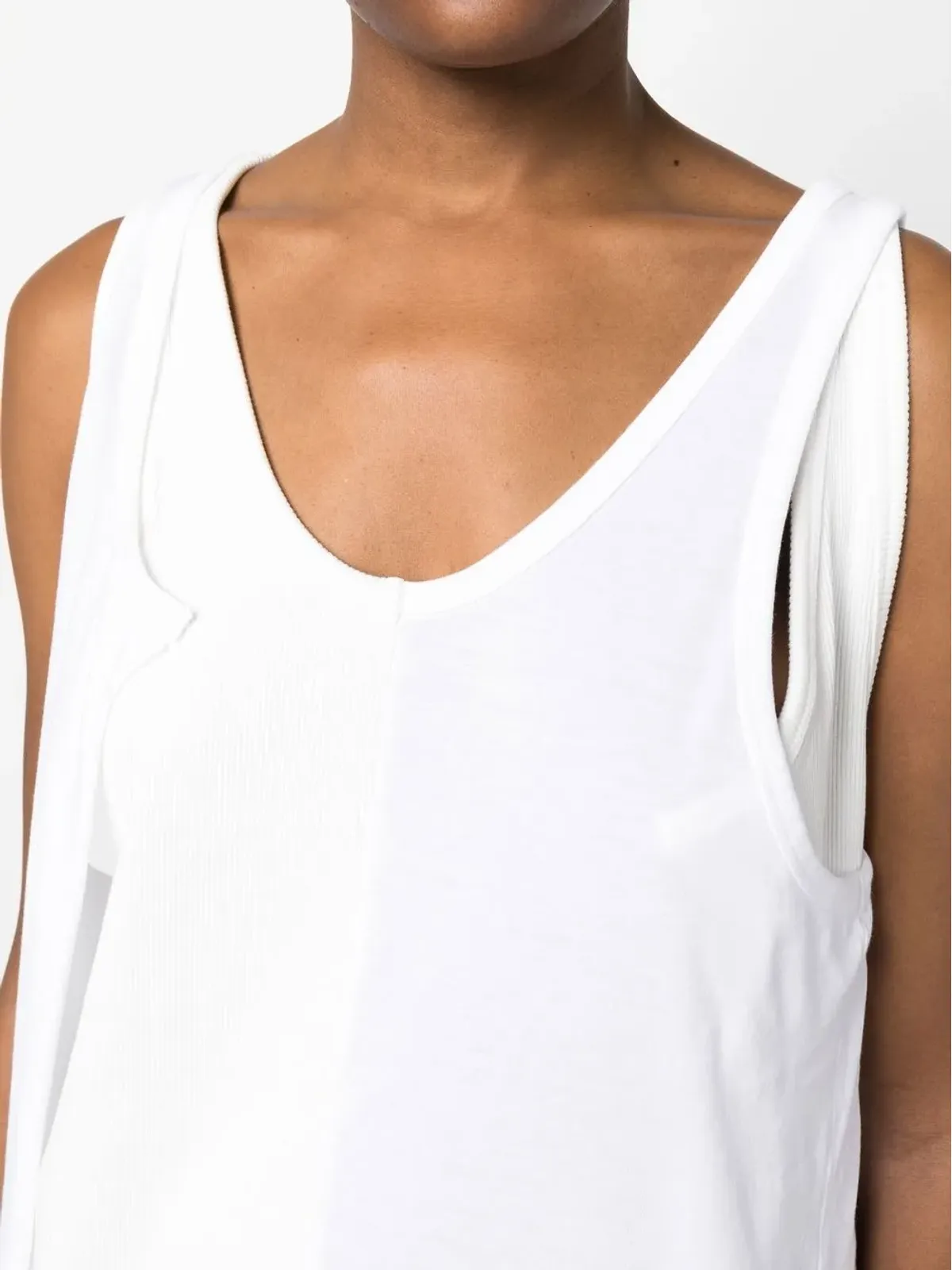 MM6 Maison Margiela スプライスド・アシンメトリック タンクトップ - White - 画像5