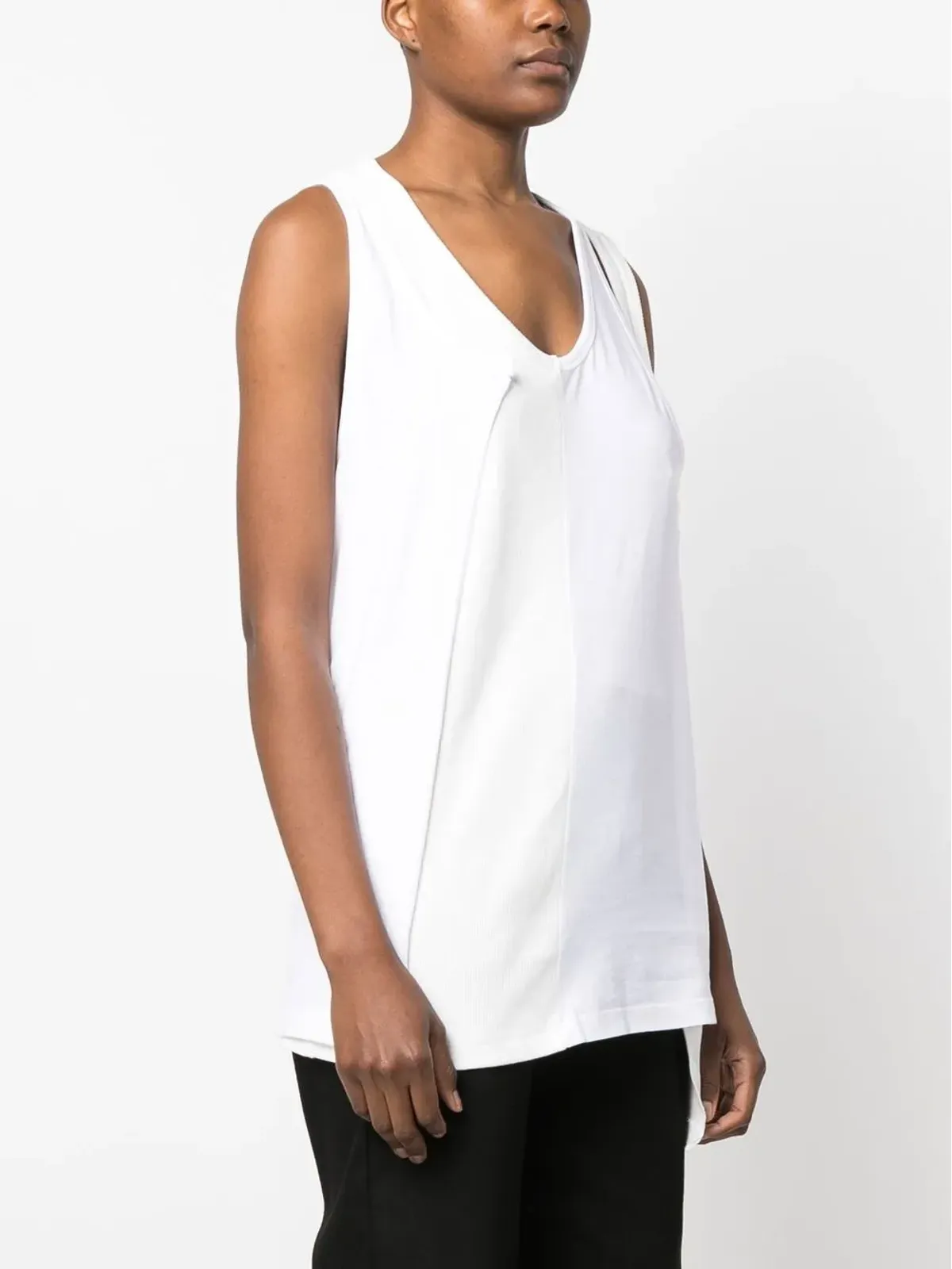 MM6 Maison Margiela スプライスド・アシンメトリック タンクトップ - White - 画像3
