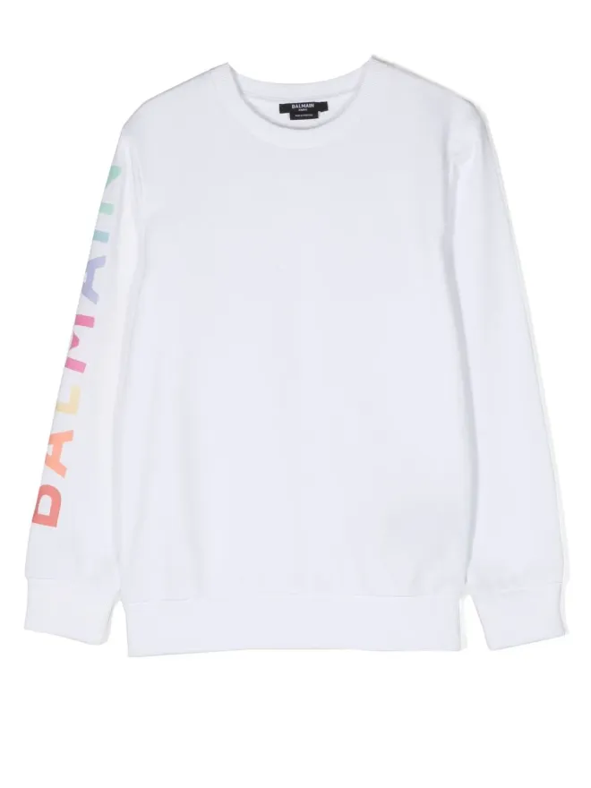 Balmain Kids Balmain Kids ロゴプリント クルーネック スウェットシャツ ホワイトの商品画像
