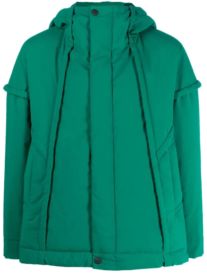 Homme Plissé Issey Miyake Homme Plissé Issey Miyake フレームフード付きパデッドジャケット グリーンの商品画像