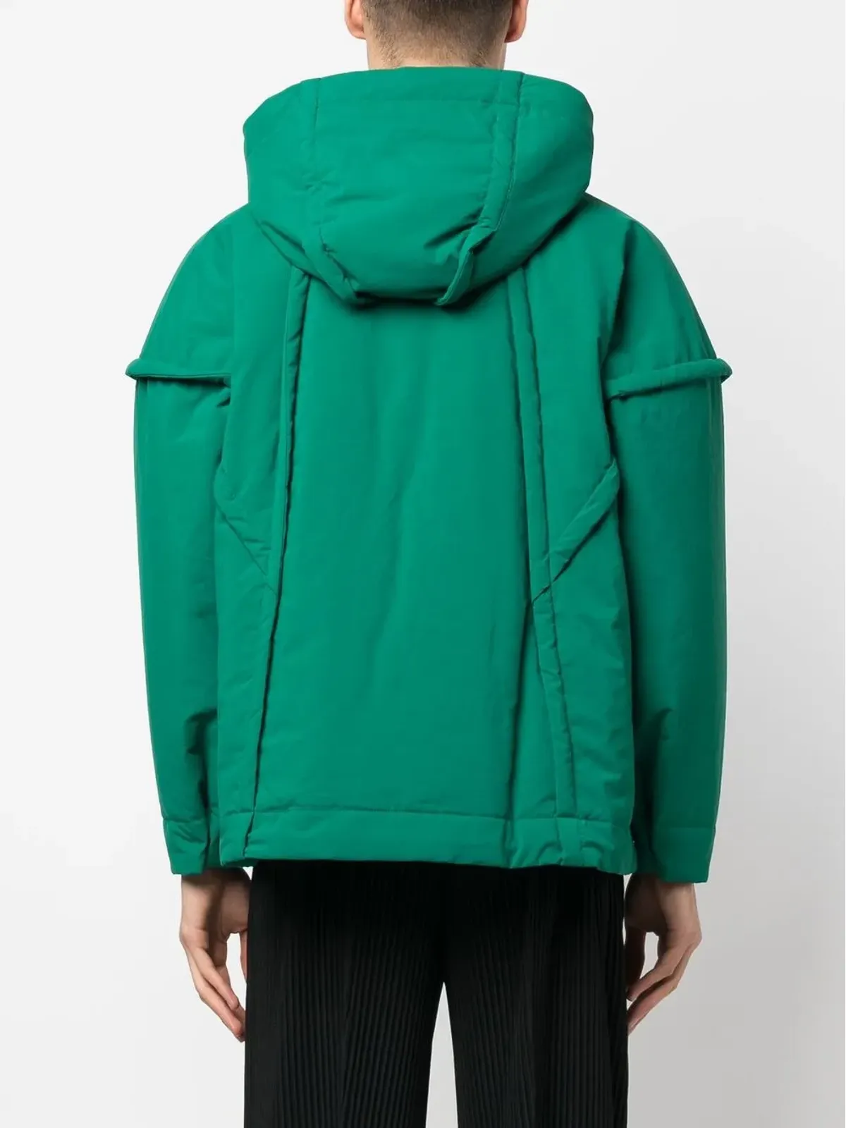 Homme Plissé Issey Miyake フレームフード付きパデッドジャケット グリーン - 画像4