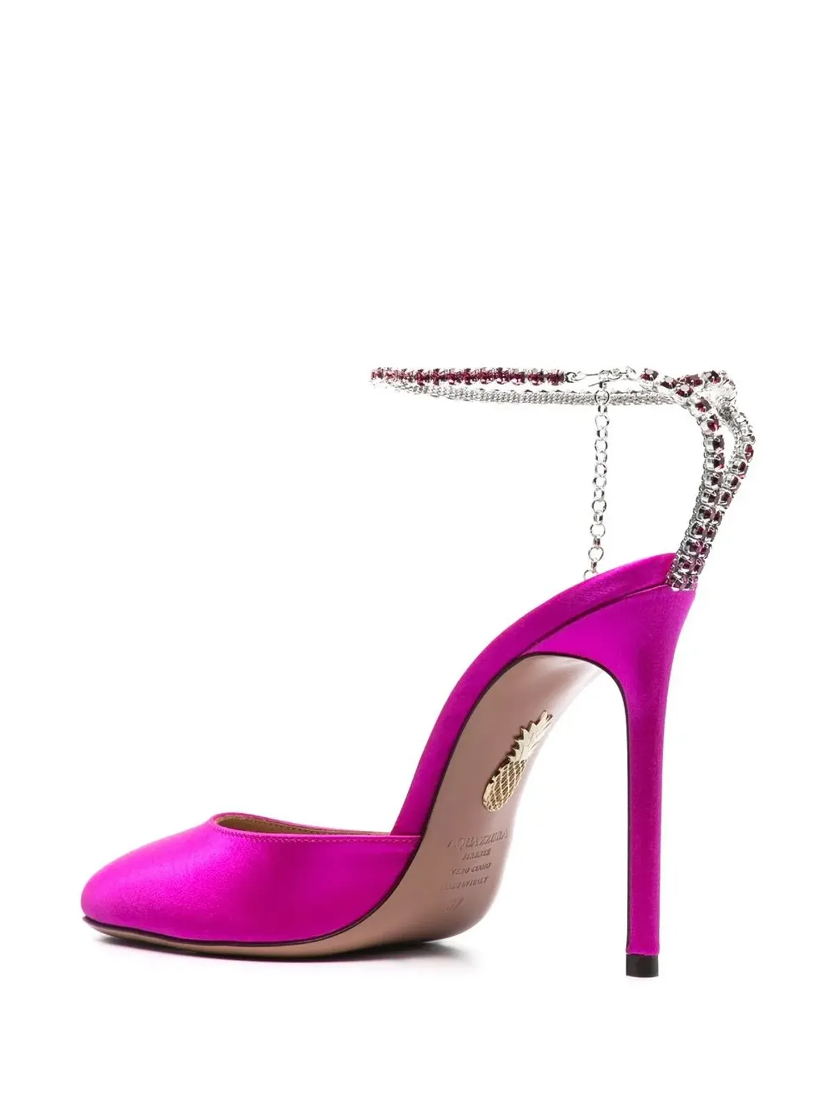 Aquazzura クリスタル装飾付きサテンパンプス - 画像3