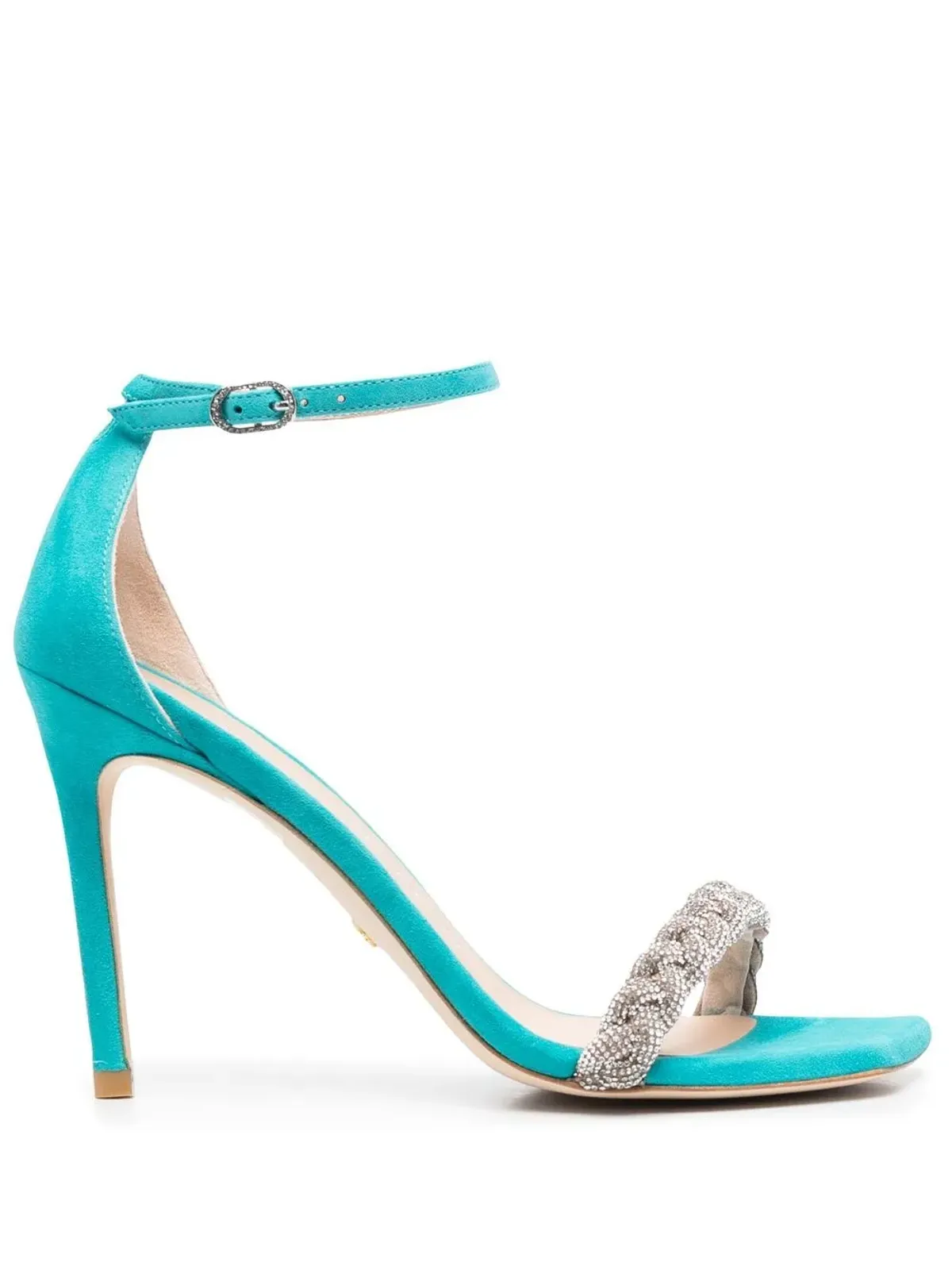 Stuart Weitzman Sue 100mm 編み込みストラップ サンダル ブルー - 画像1