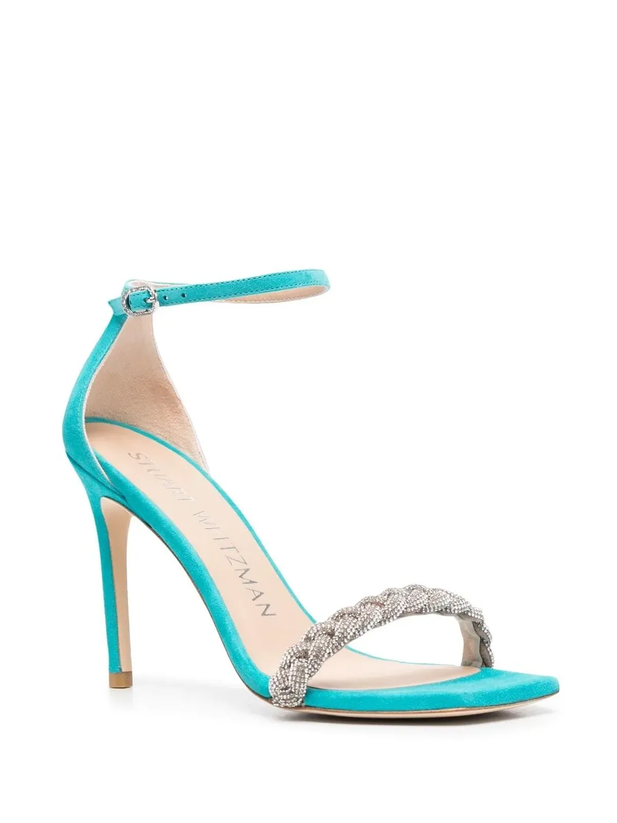 Stuart Weitzman Sue 100mm 編み込みストラップ サンダル ブルー - 画像2