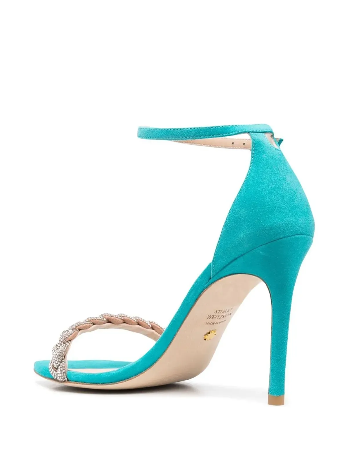 Stuart Weitzman Sue 100mm 編み込みストラップ サンダル ブルー - 画像3