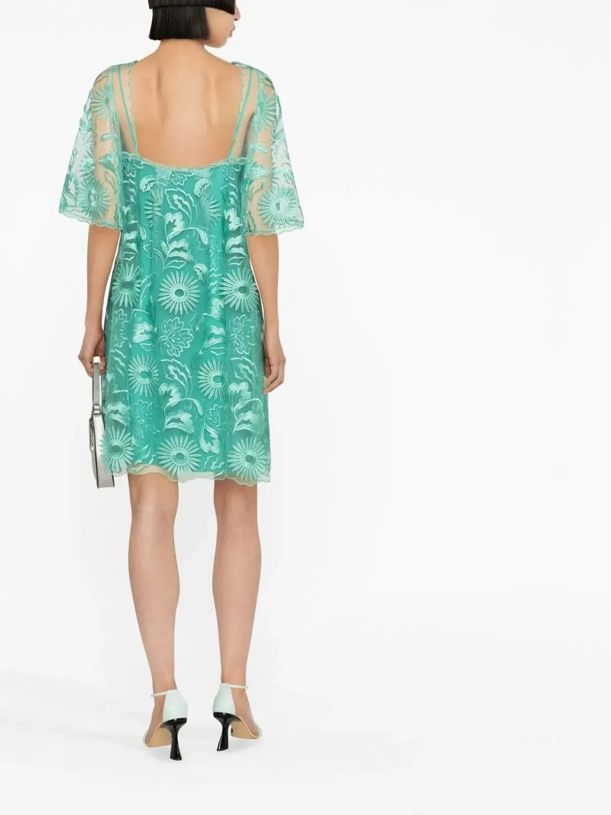Alberta Ferretti 花柄刺繍ミニドレス - 画像3