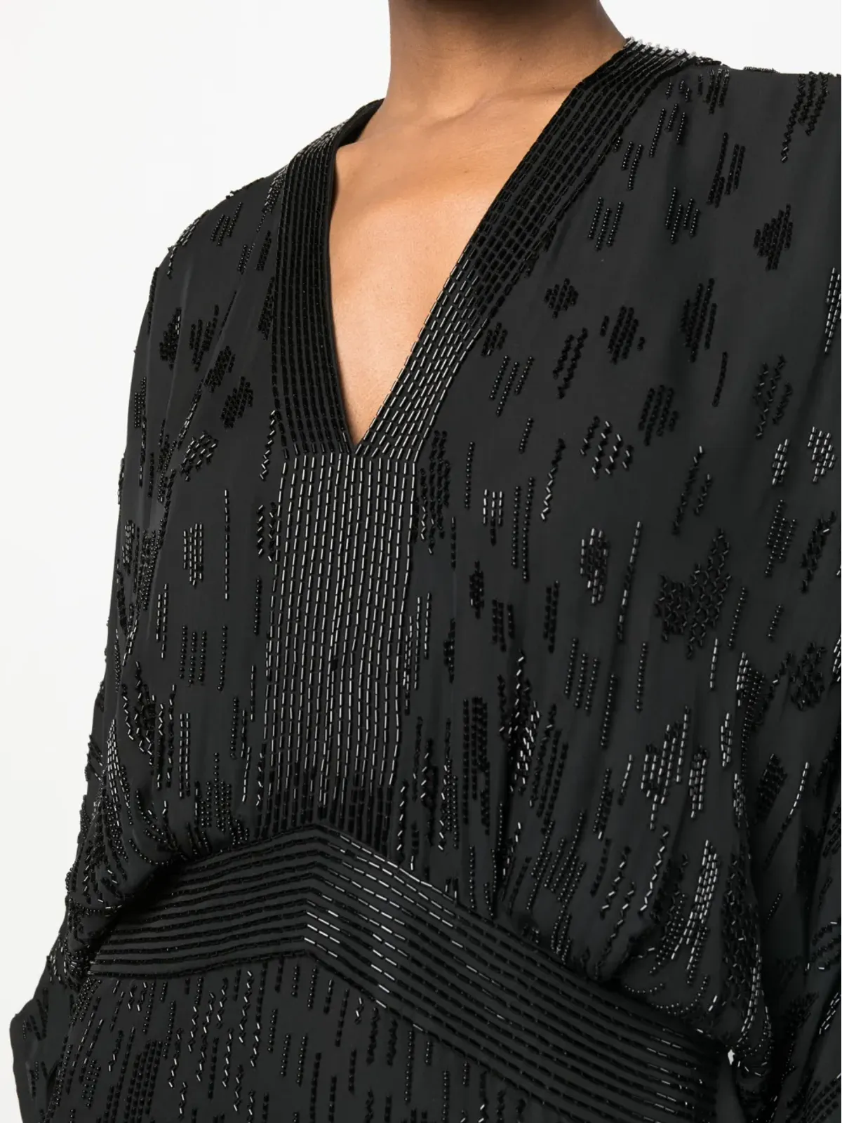 Roberto Cavalli ビーズ装飾付きショートシルクドレス - ブラック - 画像5