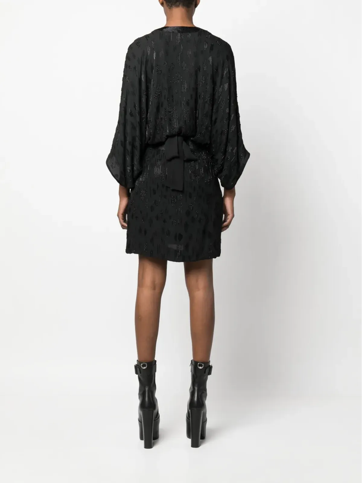 Roberto Cavalli ビーズ装飾付きショートシルクドレス - ブラック - 画像4