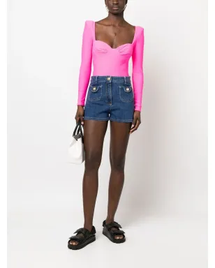 Moschino ベアボタン デニムショーツ - ブルー - サムネイル2