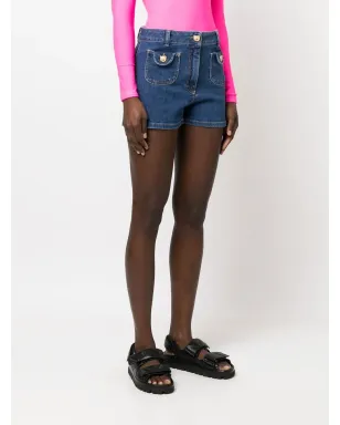 Moschino ベアボタン デニムショーツ - ブルー - サムネイル3