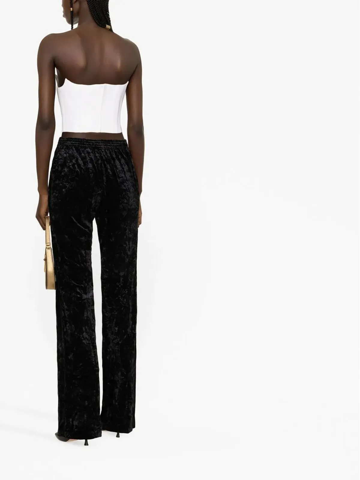 Saint Laurent ベルベットのワイドパンツ - 画像4