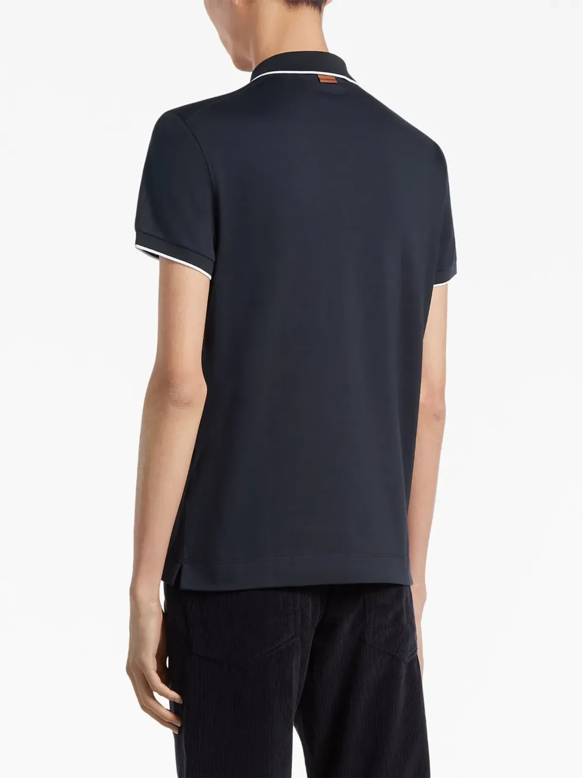 Zegna ストレッチコットン ポロシャツ ブルー - 画像4