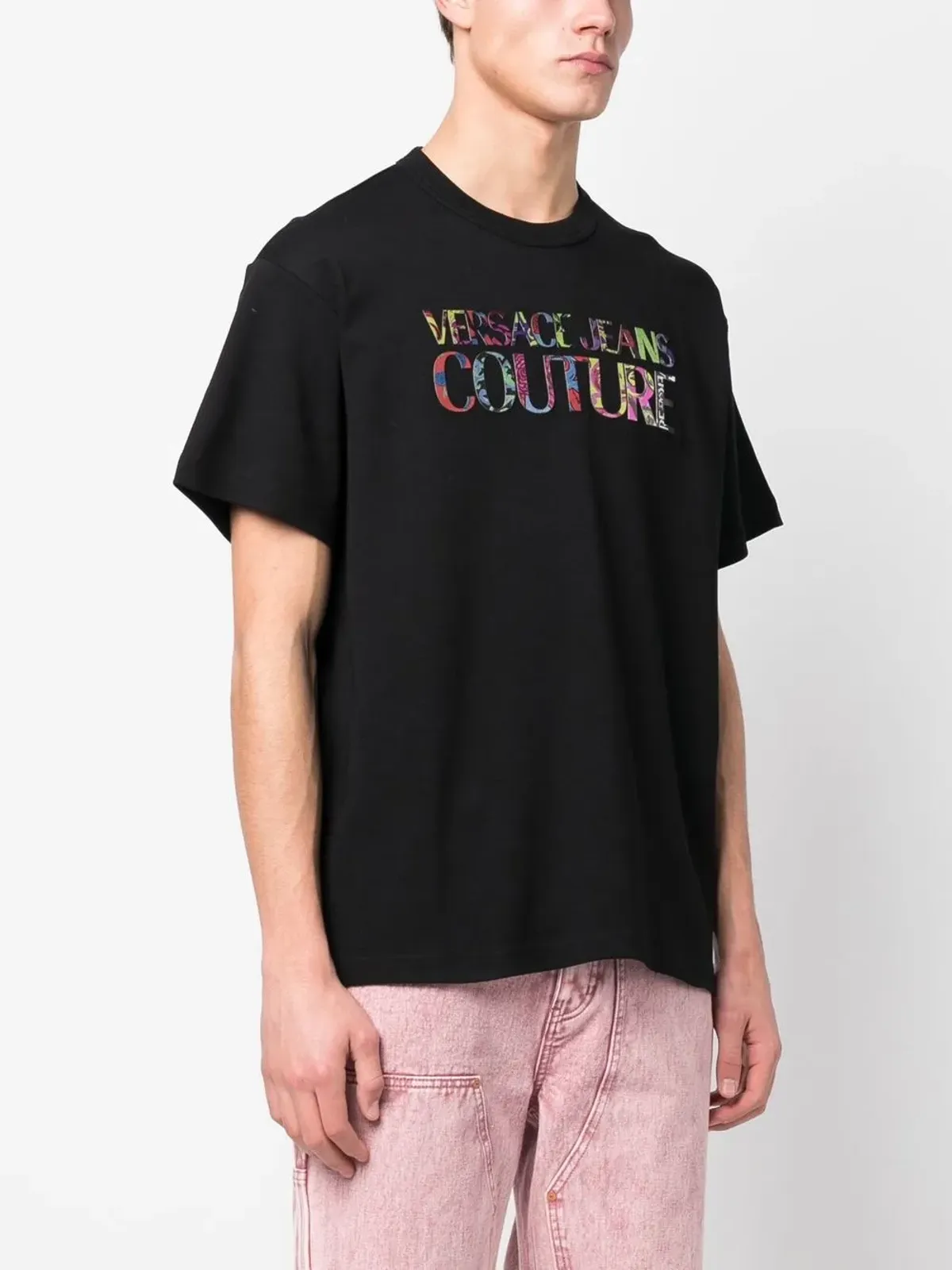 Versace Jeans Couture バロック ロゴプリント Tシャツ ブラック - 画像3