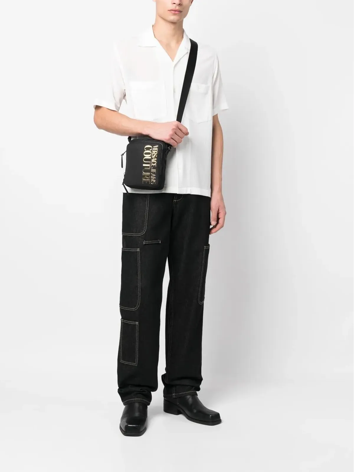 Versace Jeans Couture logo-plaque detail messenger bag - Black - 画像2