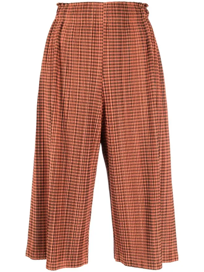 Issey Miyake Pre-Owned Issey Miyake Pre-Owned 2000年代 プリーツクロップドパンツ - オレンジの商品画像