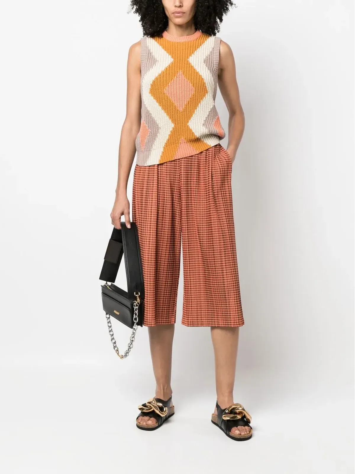 Issey Miyake Pre-Owned 2000年代 プリーツクロップドパンツ - オレンジ - 画像2