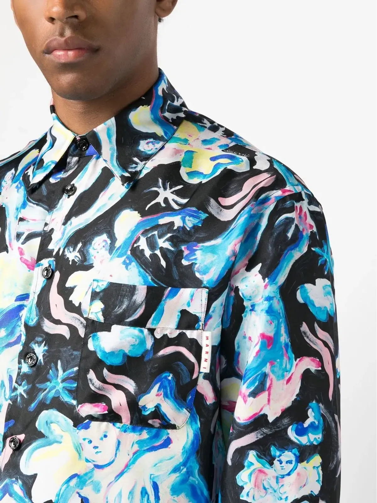 Marni イラストプリント シルクシャツ - 画像5