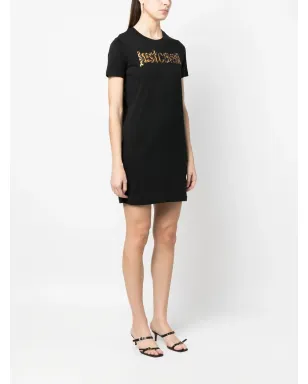 Just Cavalli アニマルプリント ロゴ Tシャツドレス（ブラック） - サムネイル3