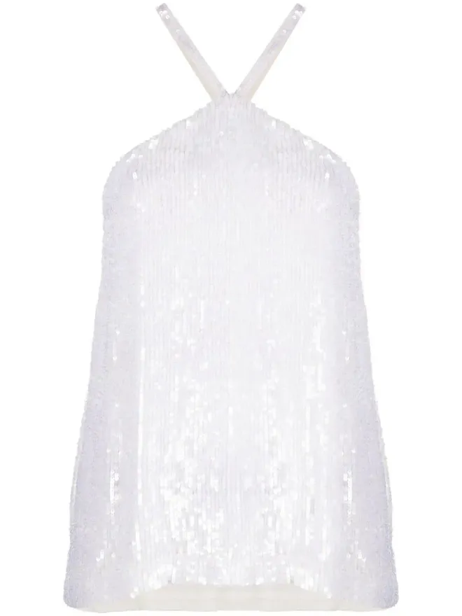P.A.R.O.S.H. P.A.R.O.S.H. Gem sequinned halterneck top - Whiteの商品画像