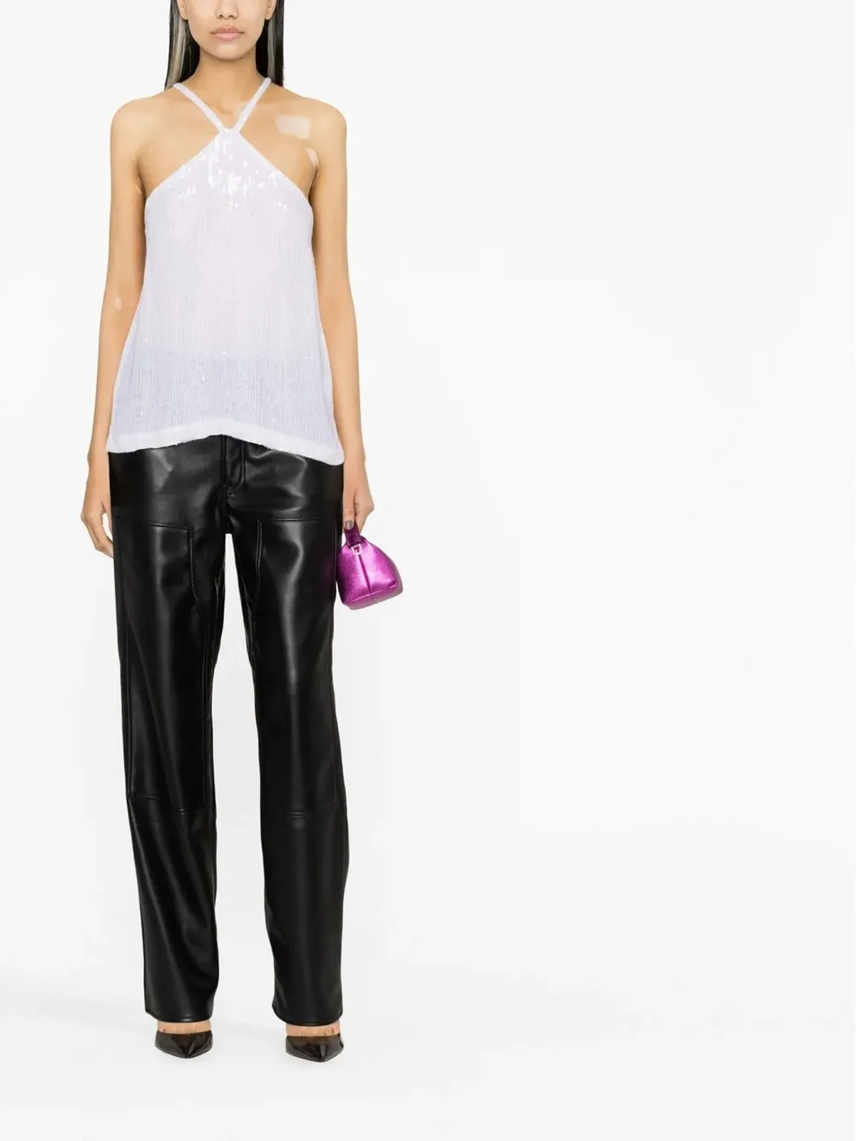 P.A.R.O.S.H. Gem sequinned halterneck top - White - 画像2