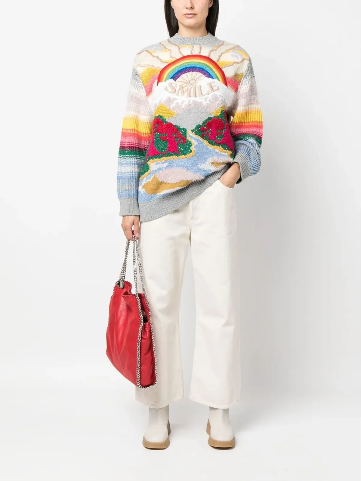 Stella McCartney フェスティブスマイル インターシャニットセーター - 画像2
