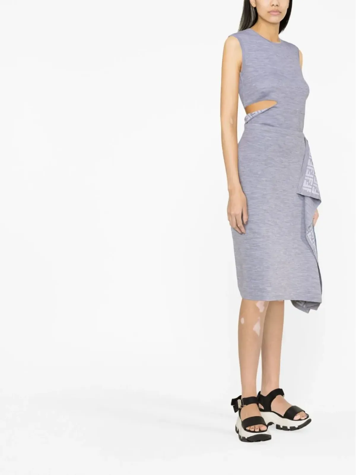 FENDI アシンメトリックニットラップスカート - 画像3