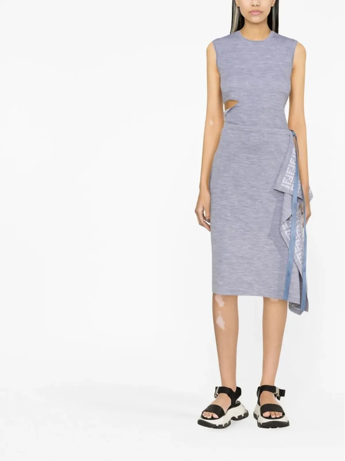 FENDI アシンメトリックニットラップスカート - 画像4