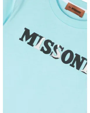Missoni Kids logo-print short-sleeved T-shirt - Blue - サムネイル3
