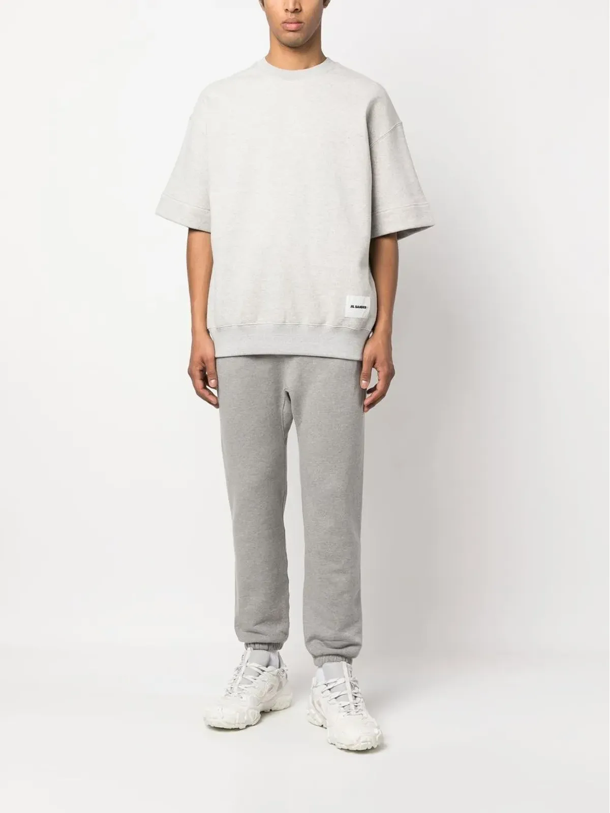 Jil Sander ショートスリーブ コットン スウェットシャツ グレー - 画像2