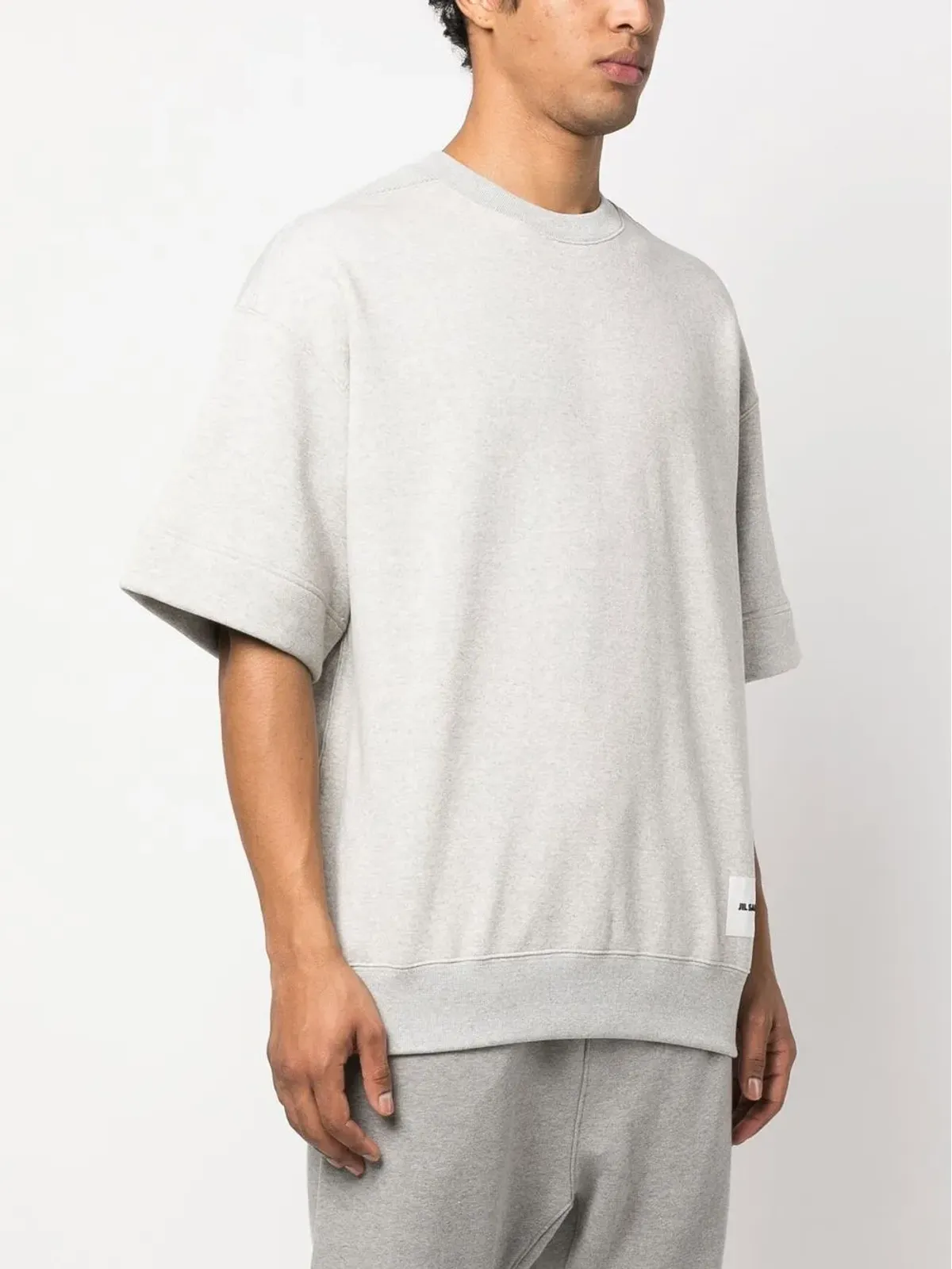 Jil Sander ショートスリーブ コットン スウェットシャツ グレー - 画像3