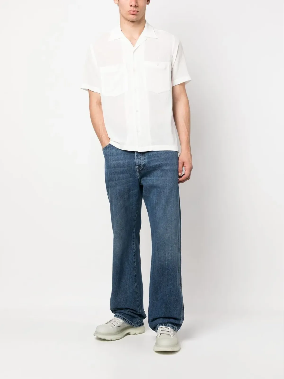 Alexander McQueen ワイドレッグパネルドジーンズ - 画像2