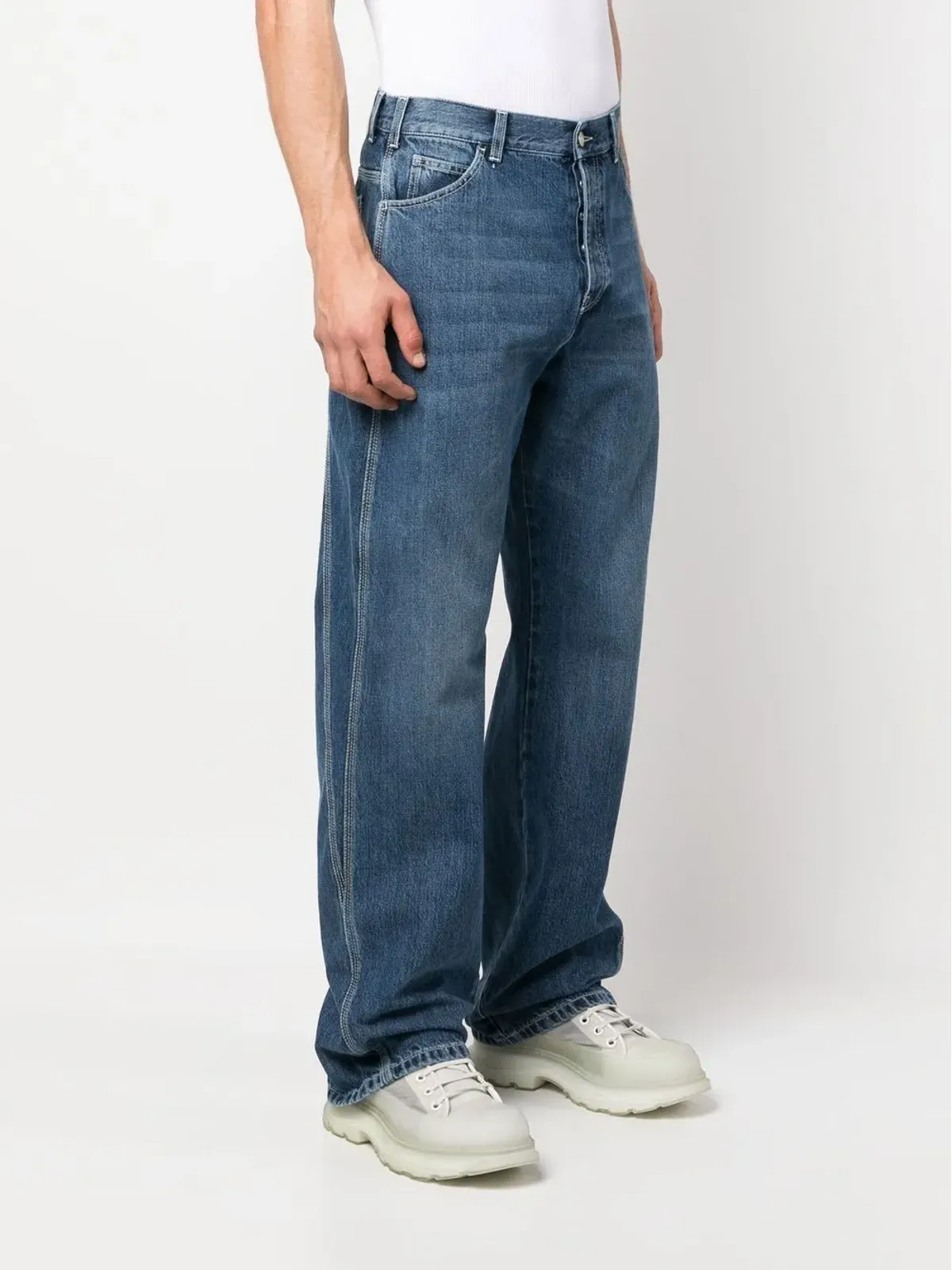 Alexander McQueen ワイドレッグパネルドジーンズ - 画像3