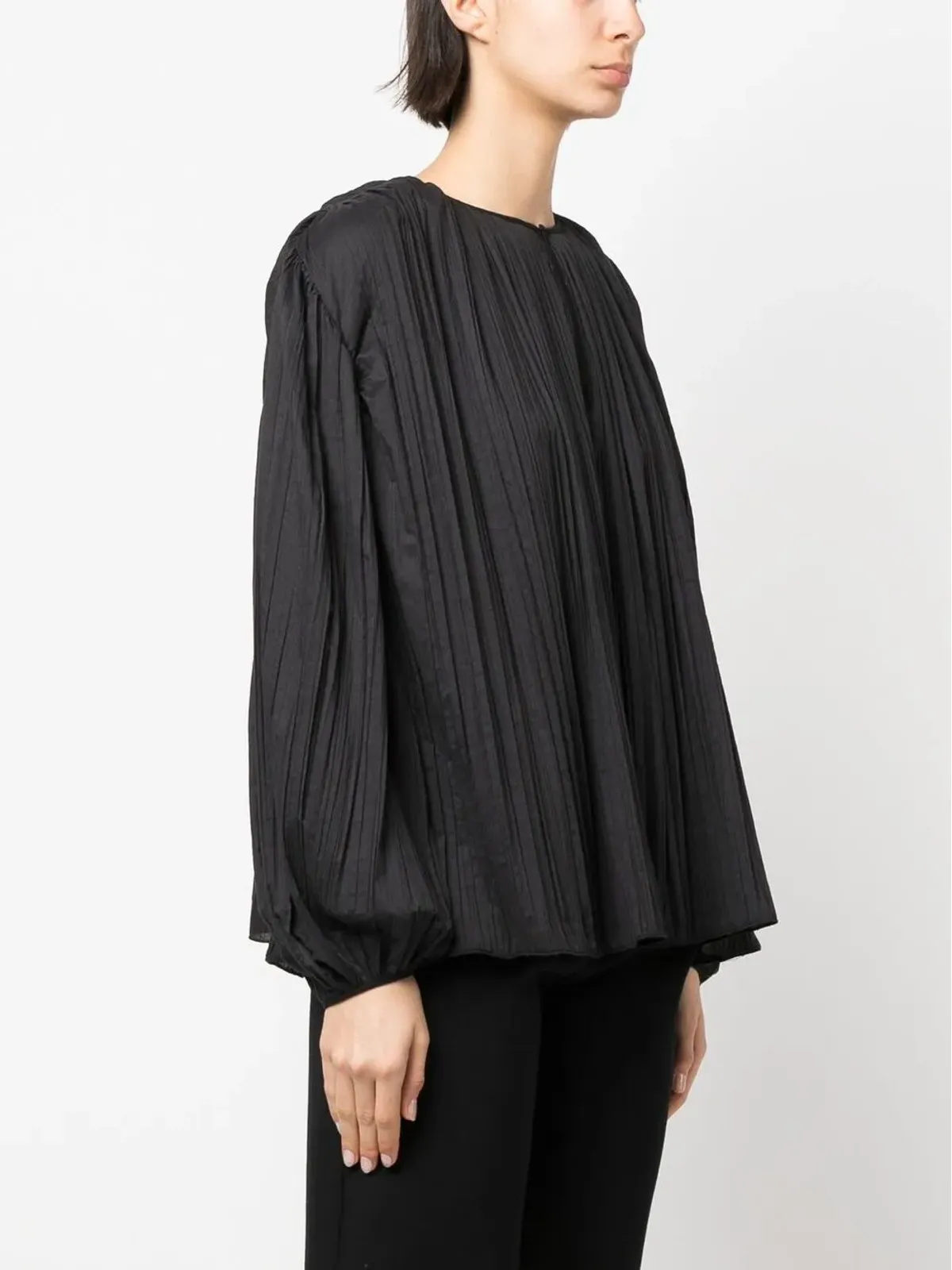 Rochas プリーツ入りパフスリーブブラウス - 画像3