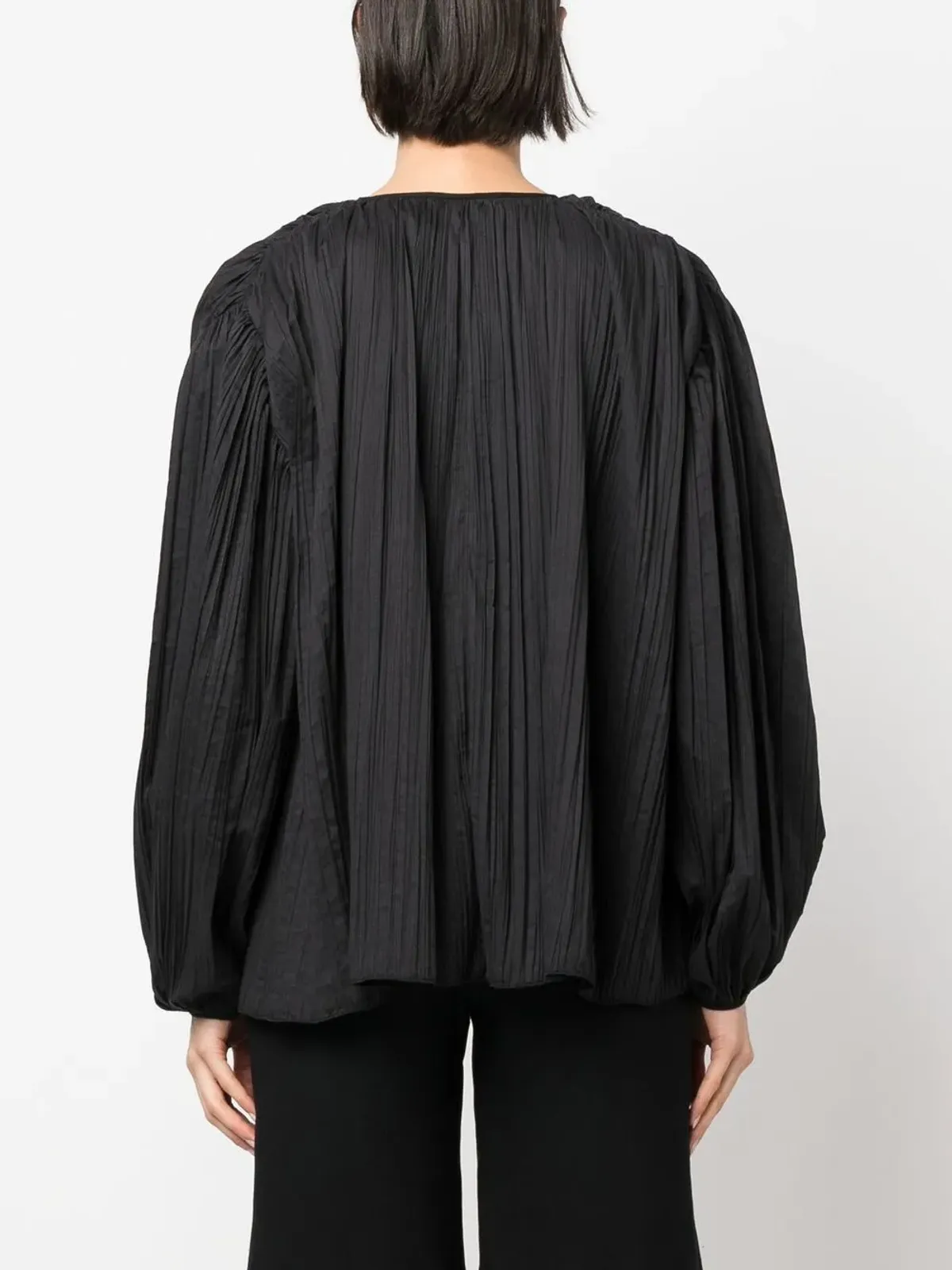Rochas プリーツ入りパフスリーブブラウス - 画像4