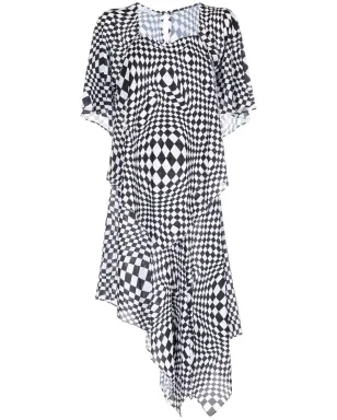 pushBUTTON 幾何学プリント アシンメトリックドレス - サムネイル1