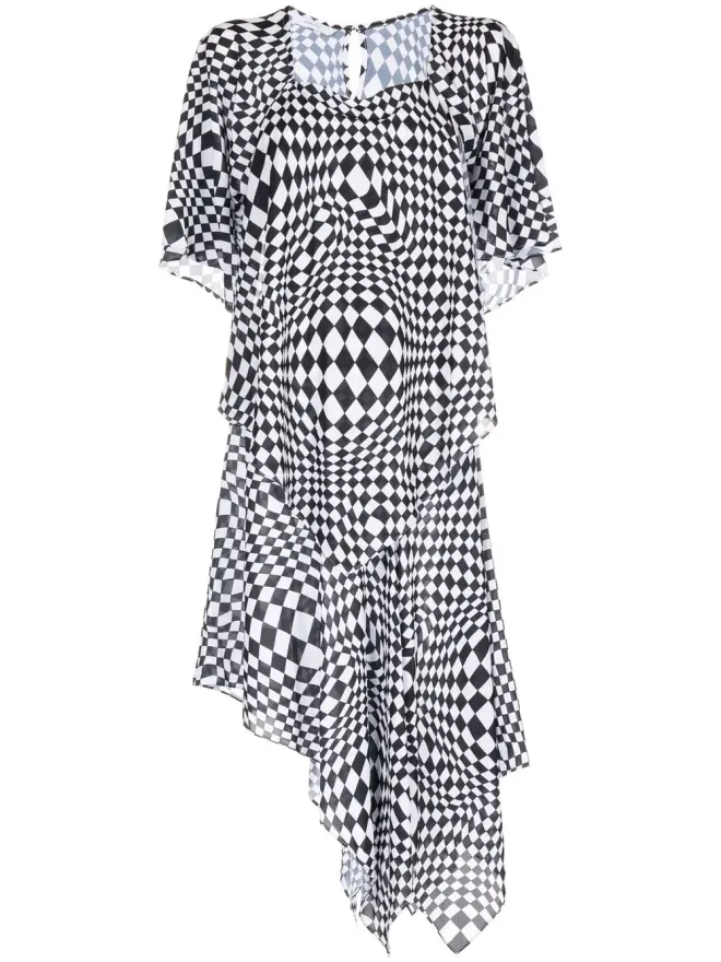 Pushbutton pushBUTTON 幾何学プリント アシンメトリックドレスの商品画像