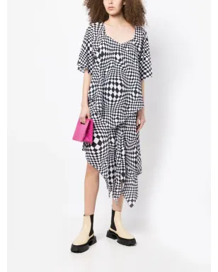 pushBUTTON 幾何学プリント アシンメトリックドレス - サムネイル2