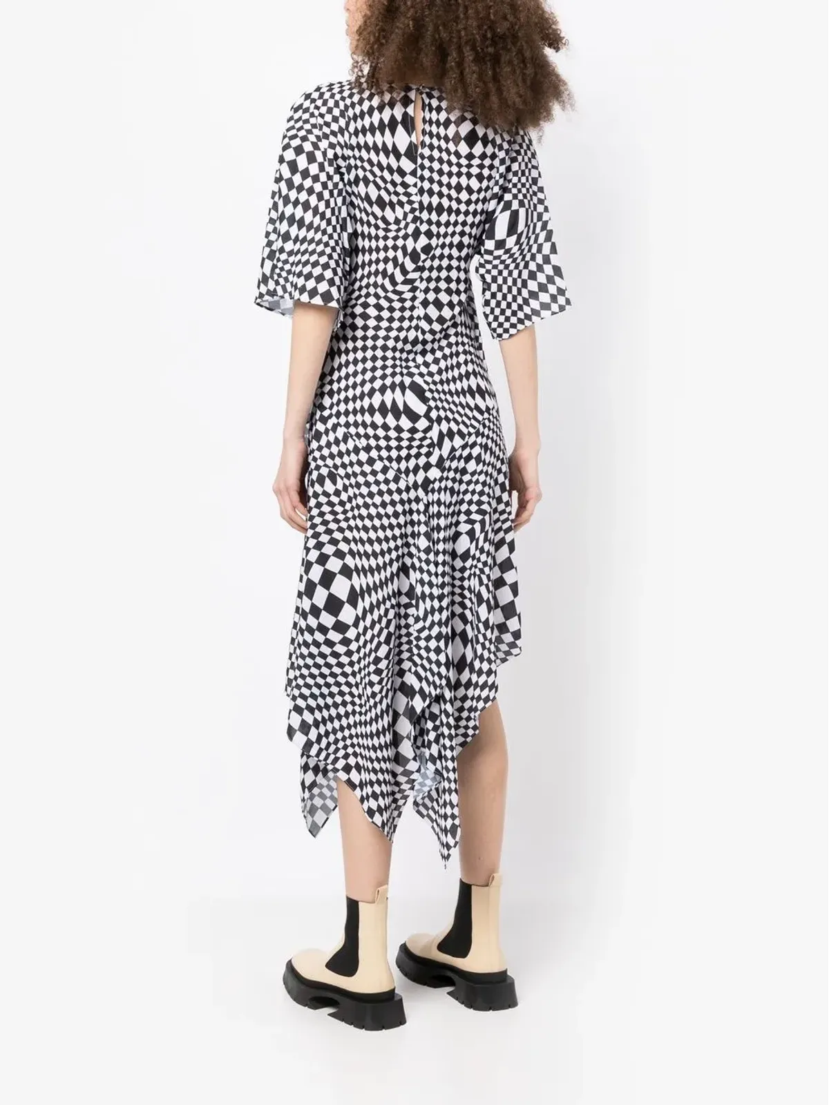 pushBUTTON 幾何学プリント アシンメトリックドレス - 画像4