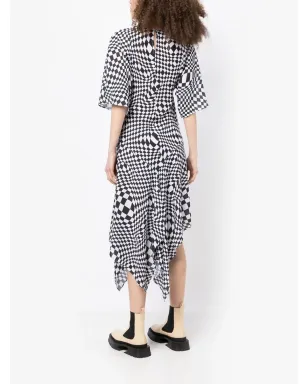 pushBUTTON 幾何学プリント アシンメトリックドレス - サムネイル4